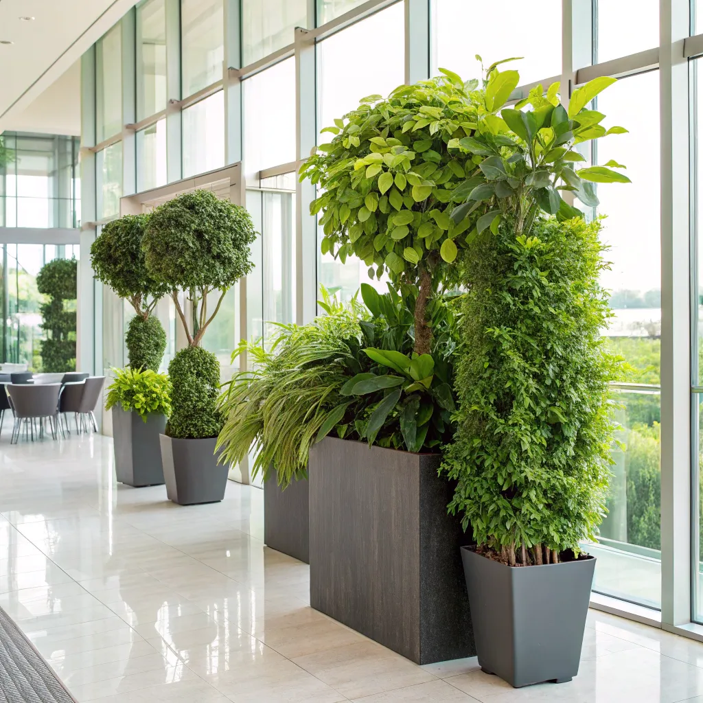 Lush greenery in a modern setup